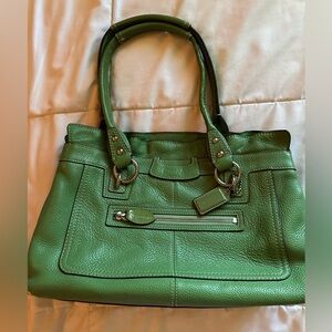 Green authentic Coach shoulder bag